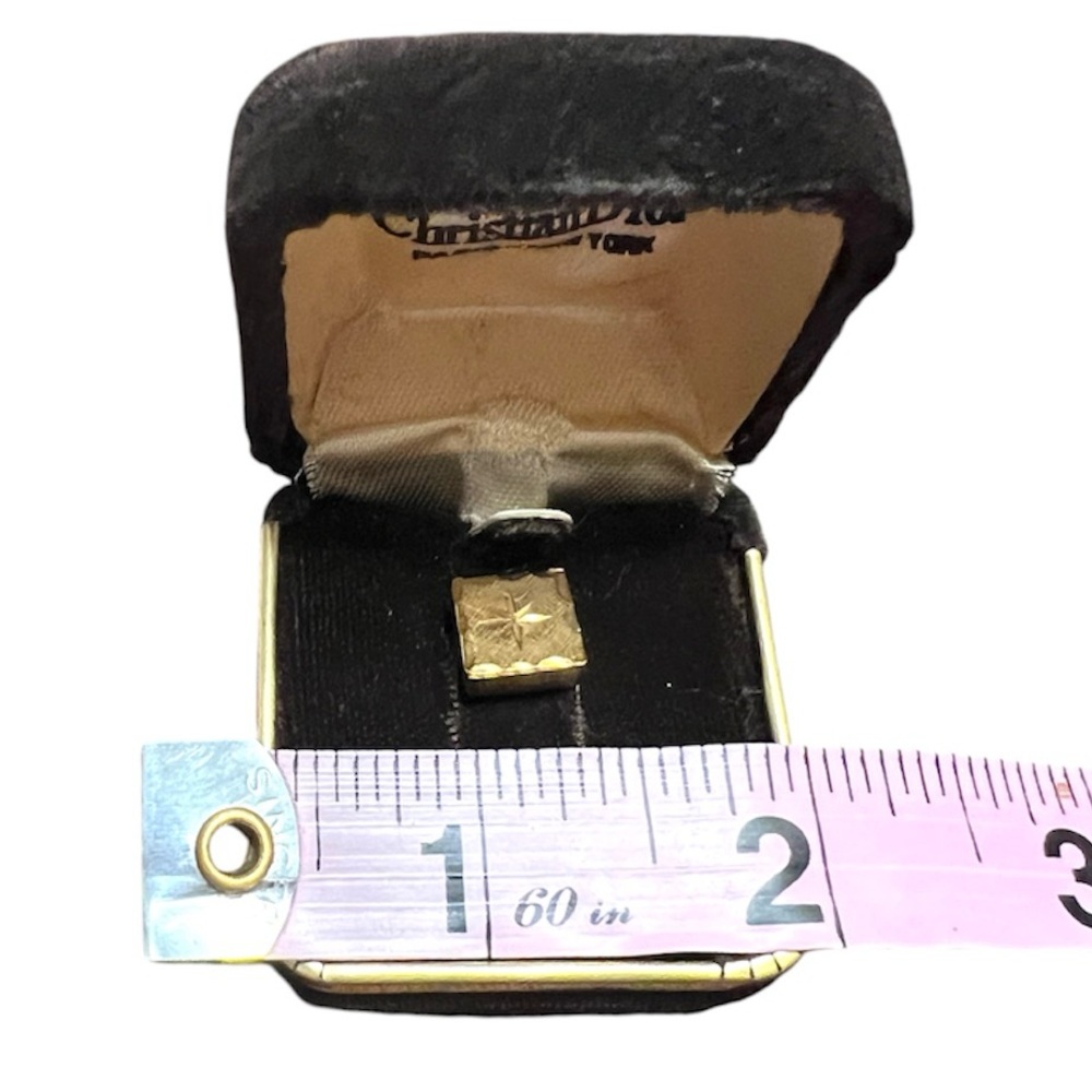 Vintage Christian Dior Gold Plated Square Tie Tack New In Box - Picture 6 of 10